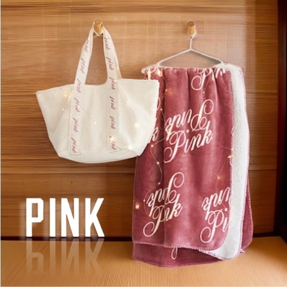 Pink Logo Tote and Blanket Set